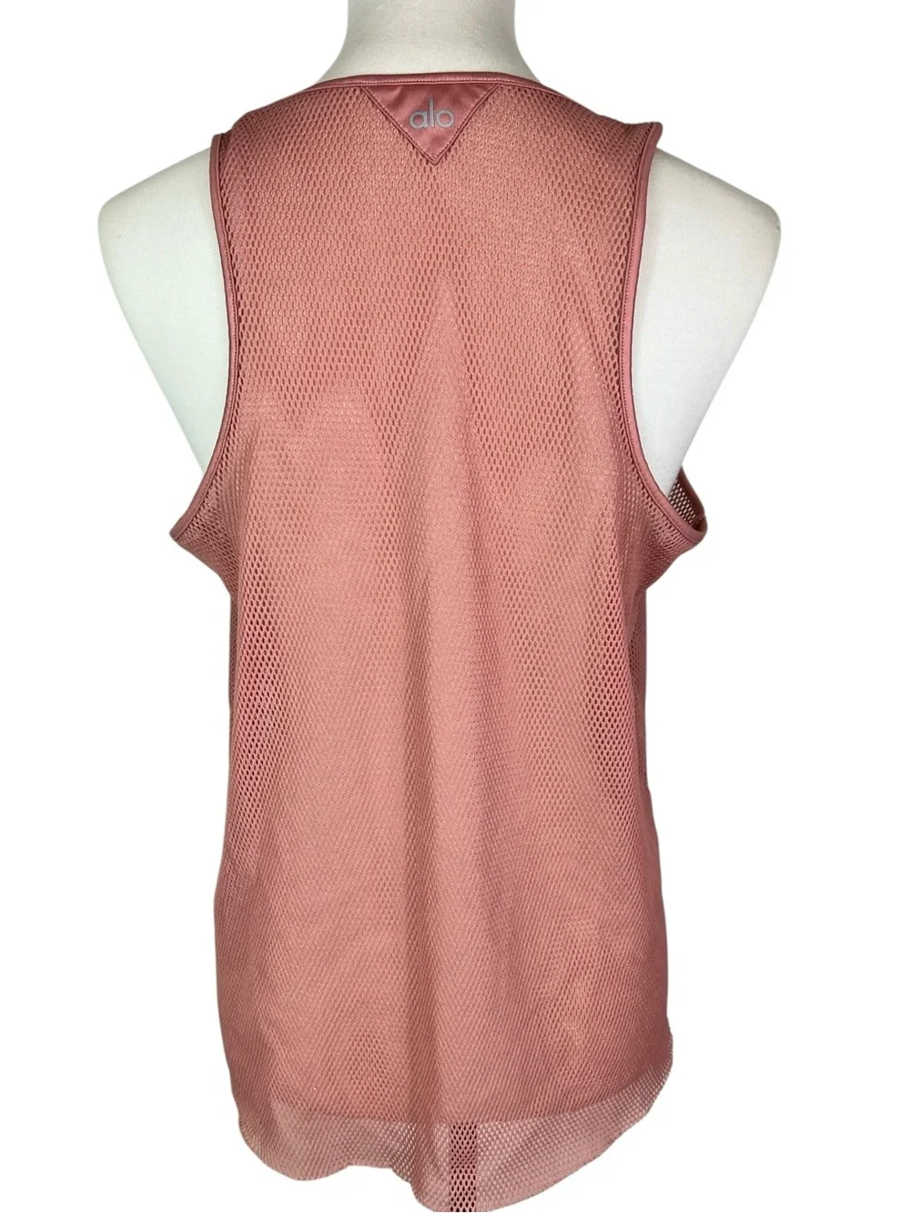 Alo Yoga Lucid Mesh Tank Top Blush Rose Pink Sheer Workout Size M